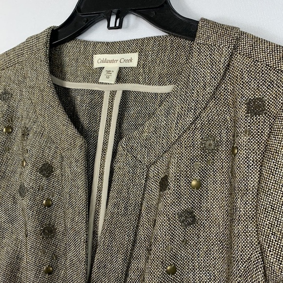 Coldwater Creek V-Neck Tweed 3/4 Sleeve Jacket Size 10 - Picture 3 of 6